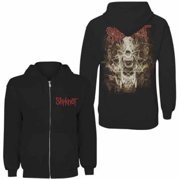 【予約商品】SLIPKNOT Unisex Zipped Hoodie: Skull Teeth (Black) (Back Print) - BLACK