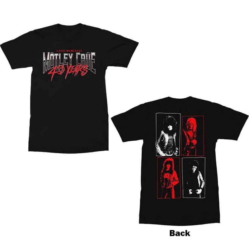 【予約商品】MOTLEY CRUE バンドTシャツ ユニセックス: 40 Years (Black) (Back Print)