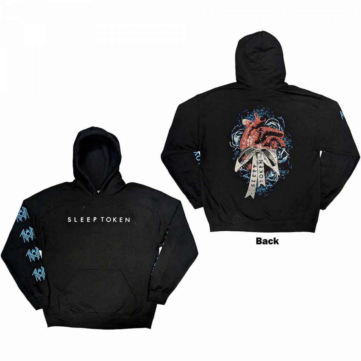 【予約商品】SLEEP TOKEN Unisex Pullover Hoodie: The Love You Want Heart (Black) (Back Print & Sleeve Print) - BLACK