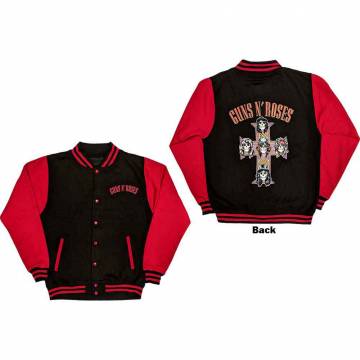 【予約商品】GUNS N' ROSES Unisex Varsity Jacket: Appetite For Destruction (Black & Red) (Back Print) - BLACK & RED