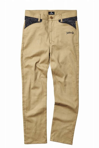Subciety TAPERED WORK PANTS-PAISLEY- BEIGE